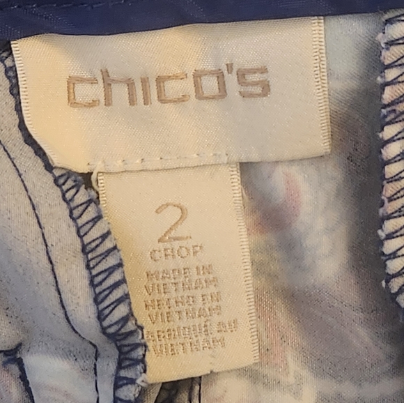 Chico's Purple Blue Paisley Cropped Pants Size 2 (Large) 5774 - Picture 4 of 6